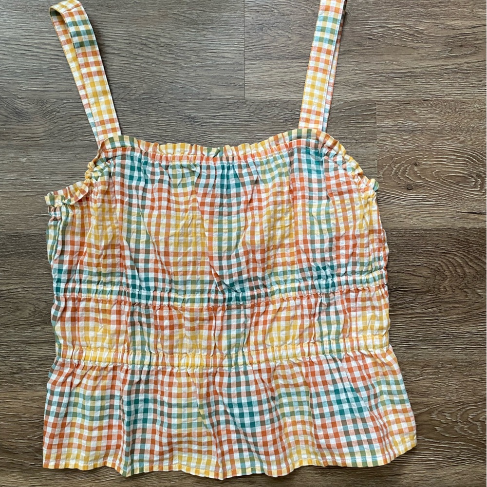 Madewell Colorful Gingham Peplum Tank